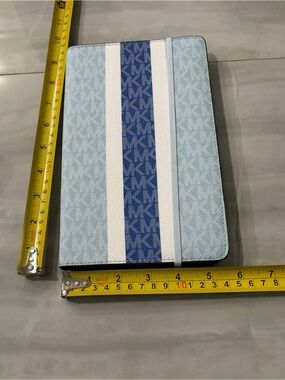 Michael Kors Light Blue and Navy Stripe MK Notebook Cover
